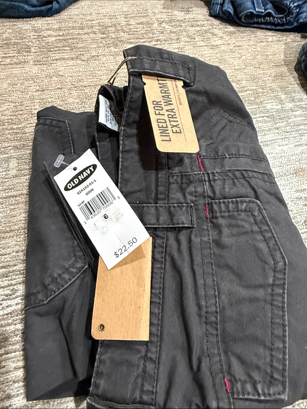 Old Navy Men’s Black Cargo Pants with Red Stitch Accents